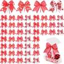 48 Pcs 6 Inch Bows for Wreath Love Heart Bows Bulk Red and Pink Gift for Wrapping Holiday Basket Ornaments Party Decor(Classic Style)