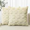 AVOIN colorlife Spring Pet Dog Paws Beige Throw Pillow Covers, 18 x 18 Inch Soft Plush Faux Fur Jacquard Cushion Case Farmhouse Decoration for Sofa Couch Set of 2