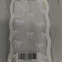 QLTYPRI Bow Case for iPhone 16 Plus, Clear Cute Ribbon Bow Phone Case Curly Wavy Aesthetic Phone Case, Slim Soft Transparent Shockproof Protective Cover for Women Girls - White