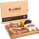 Acacia Wood Cutting Board for Kitchen - 13"x10" Everyday Chopping Board with Handles and Juice Grooves, Soild Wood Serving Tray for Cheese & Meat, Ideal Gift for Housewarming & Christmas