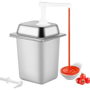 3.4Quart Sauce Pump Dispenser Condiment Dispenser with 2 Pumps, Pump Dispenser for Syrup Ketchup Dressing BBQ Sauce