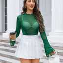 Avidlove Women Long Sleeve Bodysuit Rhinestone Bodysuit Mesh Bodysuit Tops Sexy Party Outfits