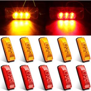 10 Pcs 3.9 Inch 3 LED Trailer Truck Side Marker Lights Amber & Red Indicator Lights Waterproof Sealed Surface Mounted 12v for Rv Truck Trailer Exterior Accessories