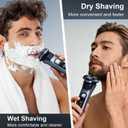 Electric Shavers for Men, 150-Min Runtime, Wet/Dry Electric Razor with Waterproof Design, Pop-Up Trimmer, Magnetic Detachable Blade Heads, LED Display, Smoothly Adheres to Sensitive Skin, Blue