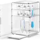 XANGNIER Baby Bottle Organizer, Clear Baby Bottle Storage Organizer for Countertop and Cabinet, with Drying Rack and Hook, Space-Saving, Multifunctional Station Organizers Accessories