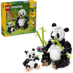 LEGO Creator 3 in 1 Wild Animals Panda Family - Building Toy Kit for Kids with 3 Building Options, Panda, Penguin, or Orca - 8 Year Old Girl & Boy Birthday Gifts - 31165