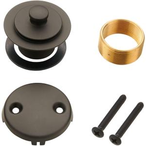 Bronze Bathtub Tub Drain Conversion Kit Assembly, Wellup Lift and Turn Twist Tub Drain Trim Kit with Two-Hole Overflow Faceplate, Oil Rubbed Bronze