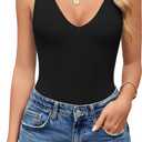 Avidlove Women's Sexy Plunge Deep V Neck Bodysuit Double Lined Sleeveless Thong Body Suit Leotard for Going Out Tank, Small