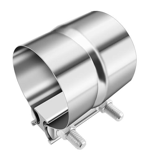 2.25" Exhaust Clamps,Double Pipe Diameter Muffler Clamp 2.25" ID to 2.25" OD for Exhaust Pipe,Universal Lap Joint Band Clamp Fit Tubing of Exhausts System Kit (2.25 Inch)