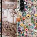 Halloween Skull Case for Samsung Galaxy A56 5G, Aesthetic Cute Flower Skeleton Phone Case Hybrid 2-Layer Hard Shell Shockproof Design Protective Cover