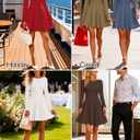 ZESICA Womens Long Sleeve Mini Dress 2026 Fall Crewneck Pleated Babydoll A Line Flowy Wedding Party Short Dresses (L)