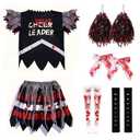 Zombie Cheerleader Carnival Dress More Accessories Costume Horror Scary Costume Kid's Girls' Halloween Carnival Performance Party Easy Carnival Costume Dress Up, M