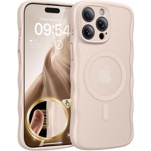 TAURI Magnetic for iPhone 16 Pro Max Case, Cute Wavy Design [Full Camera Protection] [Compatible with Magsafe] Anti-Slip Translucent Matte Case for iPhone 16 Pro Max for Women Girls, Desert
