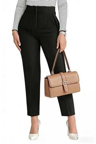 BIRW Womens High Waisted Pants 2026 Trendy Skinny Business Work Casual Pencil Trousers with Pockets Size Large Black