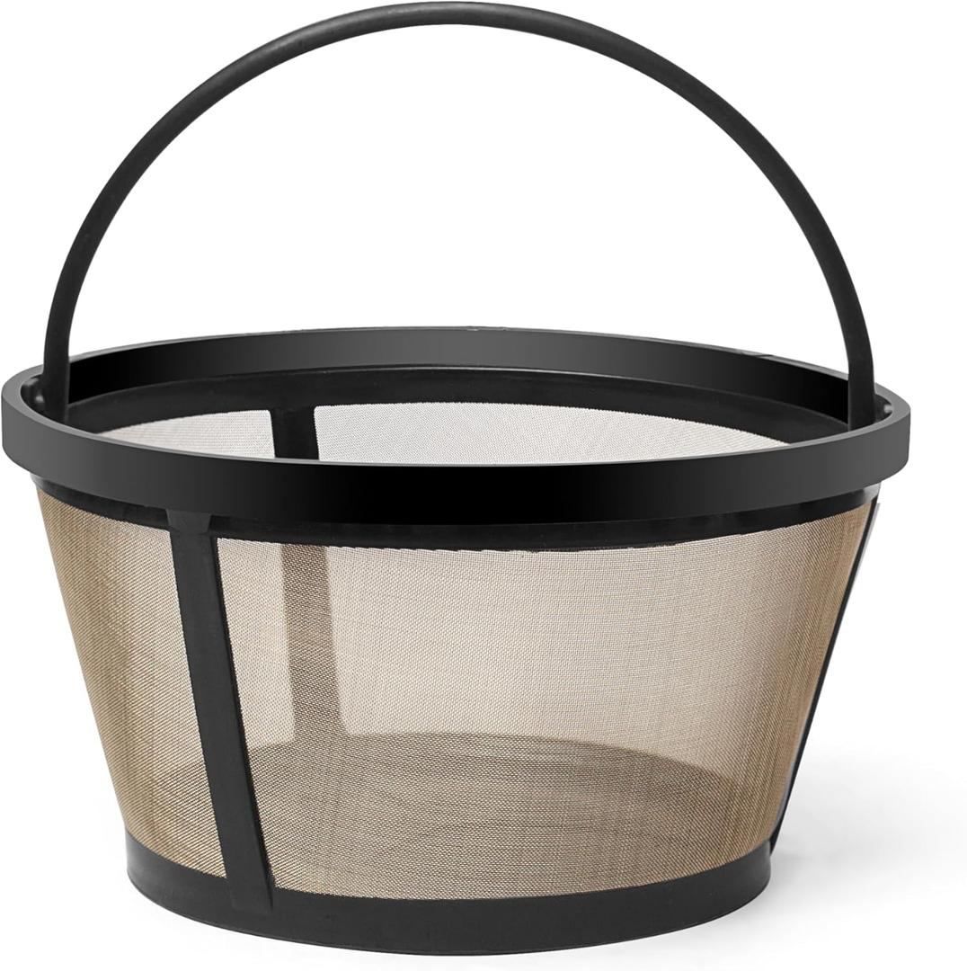 8-12 Cup Reusable Filter Basket With Closed Bottom Fits MrCoffee Coffee Maker and Brewer - Permanent Filter Replacement for Mr Coffee Gold Basket-Style Filters 1-Pack