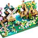 Tree House River Windmill and Port Cabin Model Assembly Blocks Creative DIY Decorative Presents for Street View Adults