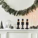 3 Pcs Christmas Nutcracker Ornaments 10 Inch Wooden Black Nutcracker Soldier African American Nut Cracker Figures Modern Minimalist Christmas Table Centerpiece Decor for Tabletop Mantle Fireplace Home