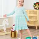 Bamboo Viscose Girls' Dresses Long Sleeve Toddler and Little Kids Twirl Dress (4T, Blue Christmas)