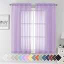 Aiyufeng Light Purple Sheer Curtain Panels Pair Sold 63 Inch Length, Light Filtering Window Curtain Drapes Treatment for Kitchen, Bedroom/Children Room, Voile Top Dual Rod Pocket, 2 Pack of 42 x 63" (Lavender)