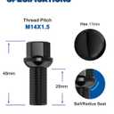 GAsupply 28mm Shank 14x1.5 Lug Bolts R13 Ball Seat Compatible with Audi TT A3 A4 S4 A5 S5 A6 S6 A7 A8 B5 B6 B7 B8 Volkswagen Jetta Golf GTI Passat CC Beetle, 20pcs 48mm Tall Black Lug Studs,17mm Hex