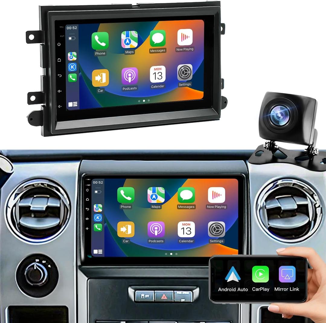 5GWifi Upgrade Android Car Radio for Ford F150 2004-2008, F250 F350 2006-2016,Car Stereo for Mustang Escape Fusion Edge Explorer 7inch Touch Screen Wirelss Carplay Android Auto GPS Navigator FM Camera