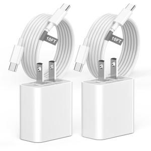 Matsusho iPhone 17 16 Charger Fast Charging 10 FT, 2 Pack 20W USB C Wall Charger Block with 10FT Long Type C to C Charging Cable for iPhone 17/17 Pro/17 Pro Max/Air/16/16 Pro/16 Pro Max/15/15 Pro Max (White)