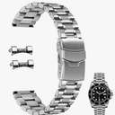 Juntan 22mm Stainless Steel Watch Band Curved End Straight End for Men Women Metal Watch Bands Strap Quick Release Replacement Bracelet with Double Folding Buckle Silver