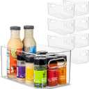 Plastic Food Storage 8 Pack Clear Container Bin with Handles for Organizing Kitchen, Pantry, Fridge, Freezer, Pantry,Bathroom. 10"x6"x5"
