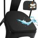 BUYUE 14" Metal Chair Cushions with Magnetic Set of 4, Luxury PU Leather Waterproof Anti-Slip Seat Pads for Kitchen Cafe Dining Bistro Stackable Chairs (U-Shape, Black, 4)