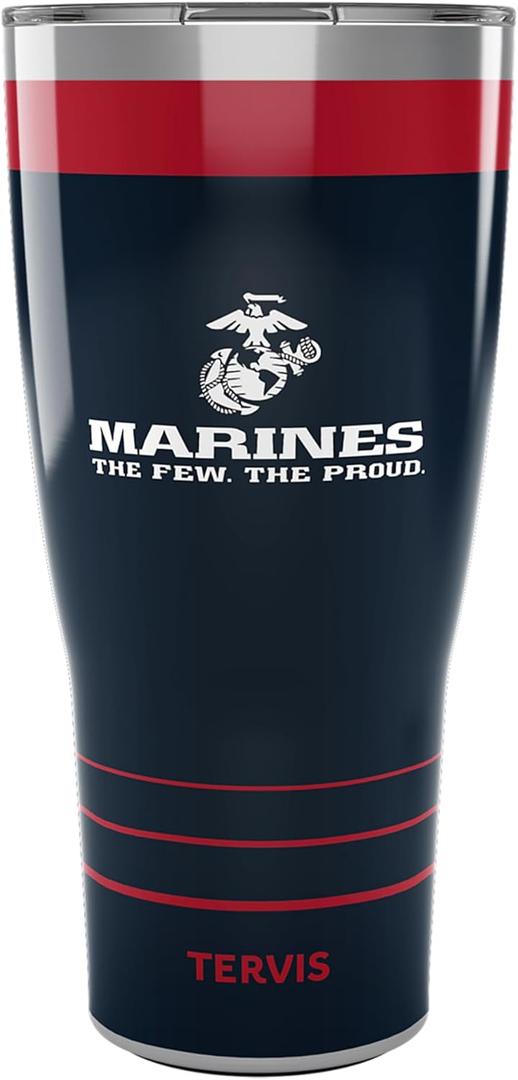 Tervis Traveler Marines The Few The Proud Triple Walled Insulated Tumbler Travel Cup Keeps Drinks Cold & Hot, 30oz, Stainless Steel