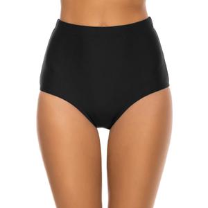 Bonneuitbebe Women Swim Bottoms High Waisted Bikini Bottom Full Coverage Swimsuit Bottoms Bathing Suit Bottom, Small, High Waist Black 