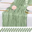 14 Pack Sage Green Cheesecloth Table Runner 17x108 Inch Semi Sheer Boho Gauze Cheese Cloth Fabric Table Runners, for Wedding Party Baby Shower Birthday Home Decor Garden Farmhouse
