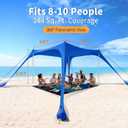 12x12 FT Beach Tent Sun Shelter UPF 50+, XL Beach Canopy with 4 Thickened Aluminum Poles, Sandbags, Windproof Portable Beach Sun Shade with Beach Blanket, Shovels, for Outdoor Camping Fishing RV Trip