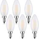 E12 LED Bulb 25W Equivalent Frosted Candelabra Light Bulbs Sofe White 3000K 2W Dimmable Chandelier Light Bulbs Decoration B11 Candle LED Bulbs,6 Pack