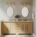 Progress Lighting P2992-163 Archie Collection Clear Double Prismatic Glass Coastal Bath Vanity, 3-Light, Vintage Brass, 26.25x7.25x8.75 in
