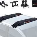 MeeFar Universal Car Soft Roof Rack Pads Luggage Carrier System for Kayak Surfboard SUP Canoe Include 2 Heavy Duty Tie Down Straps, 2 Tie Down Rope, 2 Quick Loop Strap and Storage Bag