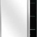 Modern Medicine Cabinet Mirror Storage for Bathroom Bedroom Surface/Recessed Mount with 3 Shelves (16"x26", Brushed Silver)