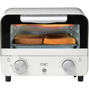COOK WITH COLOR Mini Toaster Oven: 600W Power, Precision Timer, Auto Shutoff, and Culinary Delights Up To 450 Degrees, Cream (10.25"x10"x8.25")