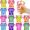 Meooeck 12 Pcs Axolotl Fidgets for Adults Glitter Axolotl Party Favors, Candy Color