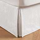 MIYE Pleated Waffle Weave Bed Skirt, Tailored Dust Ruffle 14 Inch Drop Easy Fit, Machine Washable,No Split Corners (White, Queen - 14" Drop)