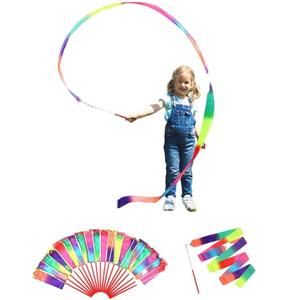 dervea 20 Pack Ribbon Dancing Wands Party Favors for Kids, Rainbow Birthday Decorations, Princess Party Supplies, Girls Party Games, Gymnastics Goody Bag Stuffers (Rainbow)