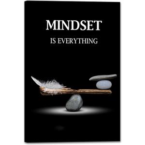 SKASNFAI Mindset Motivation Office Wall Art Zen Stone Canvas Print Pictures Wall Decor Framed Positive Quotes Posters for Living Room Bedroom Decoration (20L x 30W)