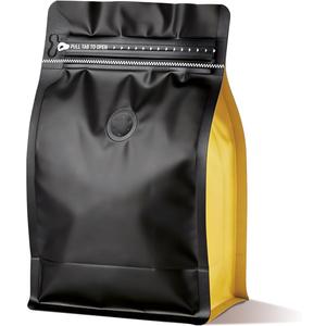 Coffee Bags with Valve(60pcs,8oz,0.5lb) Vented Coffee Beans Packaging Bags High Barrier Aluminumed Foil Flat Bottom Heat Sealed Side Zipper Resealable Storage Bag for Home or Business（Black+Gold）