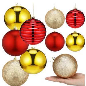 Poen 8 Pcs 4" Christmas Ball Ornaments Christmas Tree Hanging Decorations Xmas Plastic Shatterproof Colorful Ornaments Set with Rope for Holiday Party ...