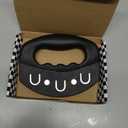 Checkered Chef Salad Chopper Tool with Cover, Mezzaluna Knife Stainless Steel Vegetable Rocker, Mincer, Cutter