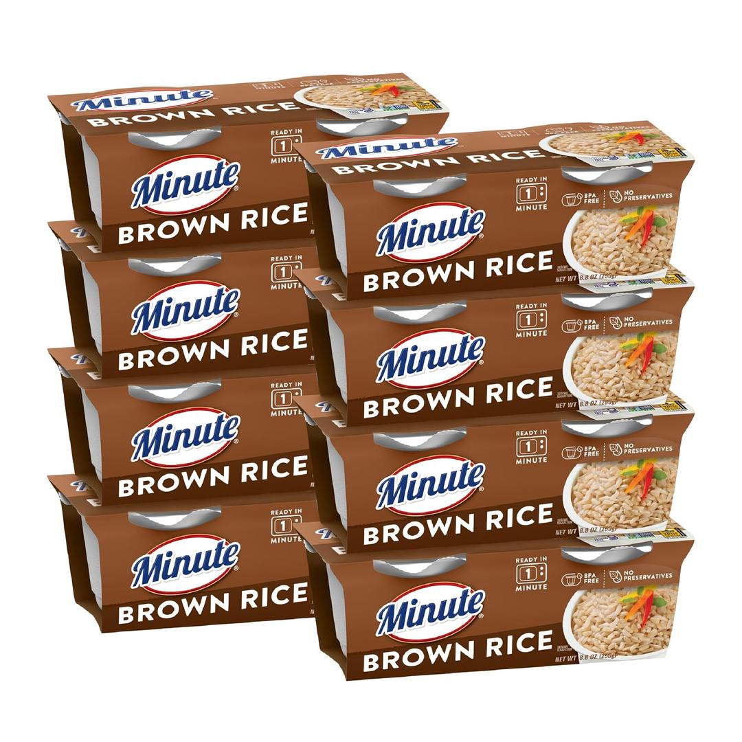 Minute Ready-to-Serve Brown Rice, Microwavable Rice Cups, 8.8-Ounce Cups (Pack of 8) (EXP 09/01/27)