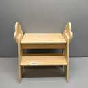 TinyHaven Wooden Toddler Step Stool, 2Step Foldable Stool for Kids with NonSlip Surface, Baby Bathroom Stool for Potty Training, Bathroom Sink, Kitchen Counter with Cute Cloud Design, Natural