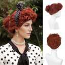 GNIMEGIL Rich Auburn Wigs for Women Lucy Cosplay 50s Housewife Cosplay Wig for Halloween Costume Lucille Short Curly Wig