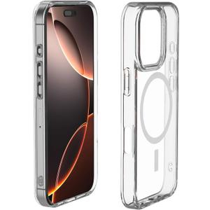 For iPhone 16 Case,Compatible with MagSafe,Transparent Shockproof White Phone Case