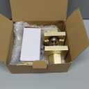 JO.KO Golden Door Handles with Lock and Keys,Brushed Golden Door Knobs,Satin Brass Door Handle Set,Interior/Exterior Door Lever for Bedroom Bathroom,Front Doors
